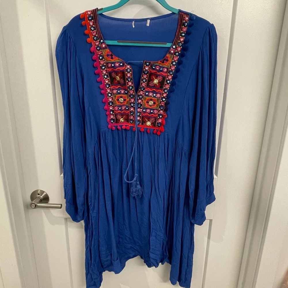 Never Worn Forever 21 Cobalt Blue Peasant Dress